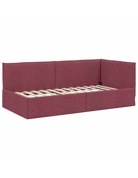Cornice del letto ad angolo Rosso vino 90 x 200 cm Tessuto
