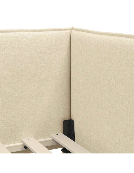 Cornice del letto ad angolo Crema 90 x 200 cm Tessuto