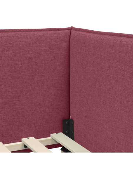 Cornice del letto ad angolo Rosso vino 100 x 200 cm Tessuto