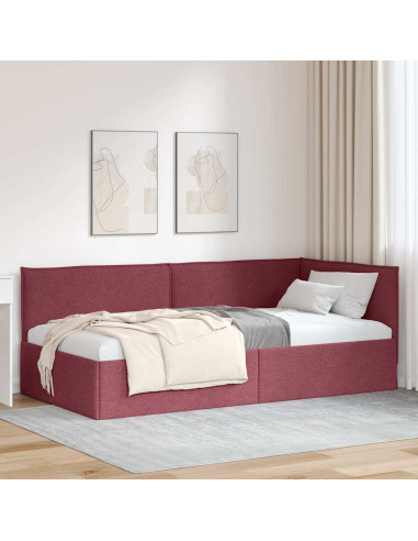 Cornice del letto ad angolo Rosso vino 100 x 200 cm Tessuto