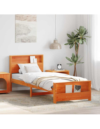 Struttura del letto con testiera Cera marrone 90 x 200 cm