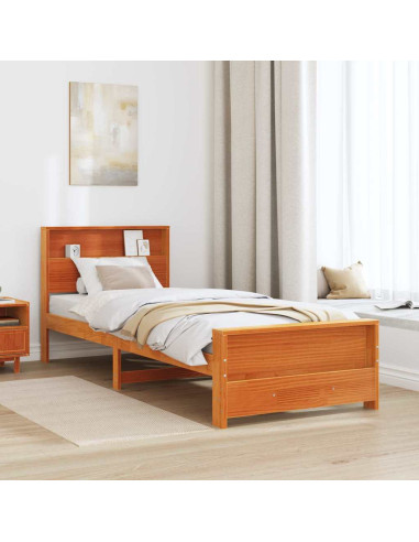 Struttura del letto con testiera Cera marrone 90 x 200 cm