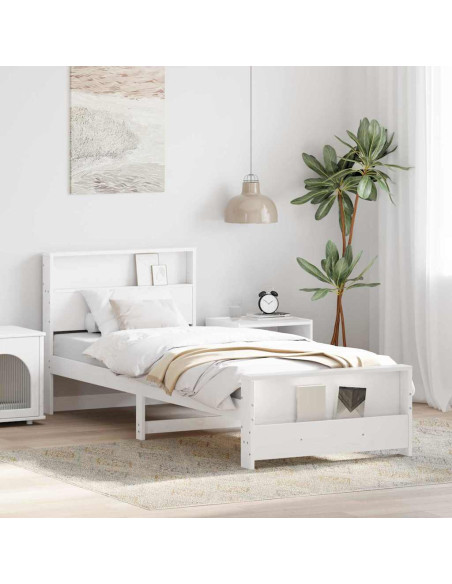 Struttura del letto Bianco 90 x 190 cm Legno di pino massello