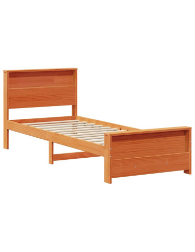 Struttura del letto con testiera Cera marrone 75 x 190 cm