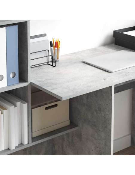 Scrivania con lo scaffale Grigio cemento 131.5 x 50 x 106.5 cm
