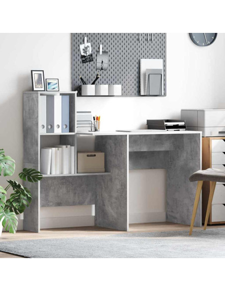 Scrivania con lo scaffale Grigio cemento 131.5 x 50 x 106.5 cm