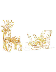 Slitta trainata da renna Bianco caldo 30 x 12 x 55 cm PET