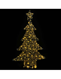 Albero di Natale con 120 LED Bianco caldo 120 cm Rattan