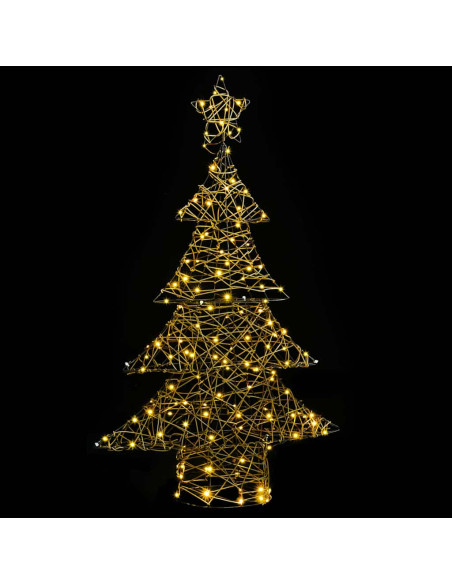 Albero di Natale con 120 LED Bianco caldo 120 cm Rattan