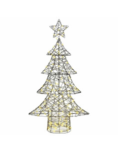 Albero di Natale con 160 LED Bianco caldo 150 cm Rattan