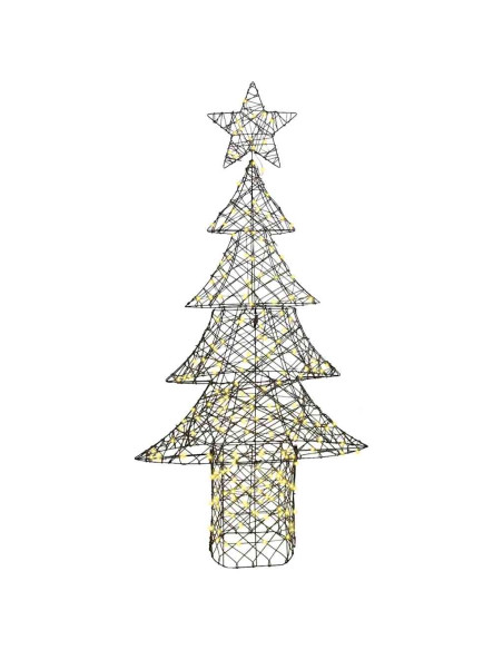 Albero di Natale con 240 LED Bianco caldo 180 cm Rattan