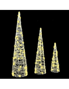 Albero di Natale 3 pcs Bianco caldo 40 cm 60 cm 80 cm Acrilico