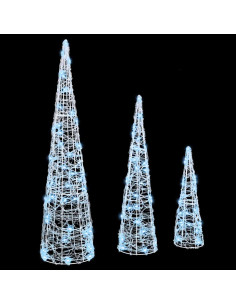 Albero di Natale 3 pcs Bianco freddo 40 cm 60 cm 80 cm Acrilico