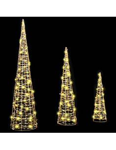 Albero di Natale 3 pcs Bianco caldo 40 cm 60 cm 80 cm PET