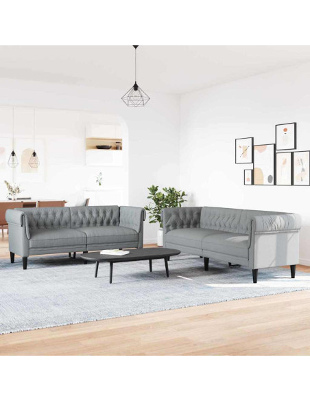 Set di divani 2 pcs Grigio chiaro Tessuto