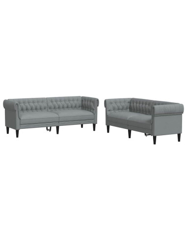 Set di divani 2 pcs Grigio chiaro Tessuto