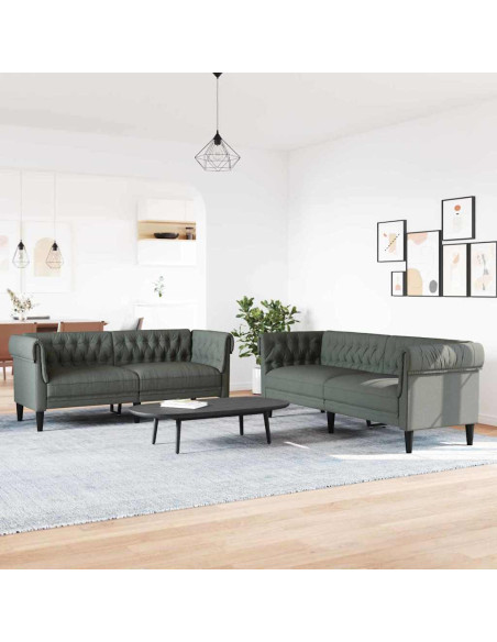 Set di divani 2 pcs Grigio scuro Tessuto