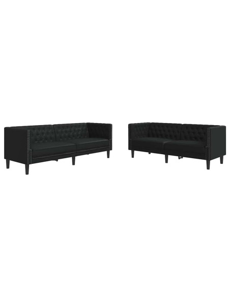 Set di divani 2 pcs Nero 194 x 74.5 x 70.5 cm Pelle sintetica