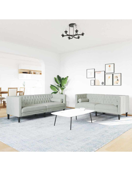 Set di divani 2 pcs Grigio chiaro Velluto