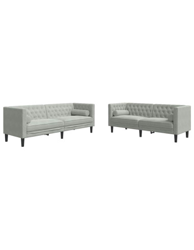 Set di divani 2 pcs Grigio chiaro Velluto