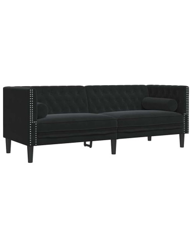 Divano per Soggiorno 2 pcs Nero 194 x 74,5 x 70,5 cm Velluto