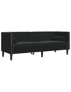 Divano per Soggiorno 3 pcs Nero 194 x 74,5 x 70,5 cm Velluto 2