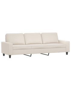 Divano a 3 Posti Beige 210 cm in Tessuto Microfibra 2