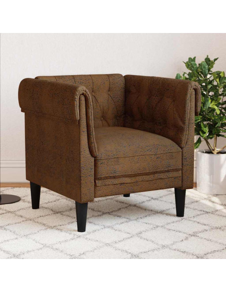 Poltrona Chesterfield con cuscino Marrone 78.5 x 74.5 x 74.5 cm