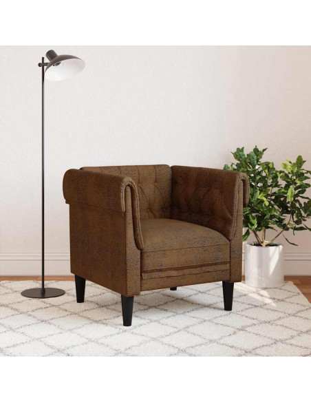 Poltrona Chesterfield con cuscino Marrone 78.5 x 74.5 x 74.5 cm