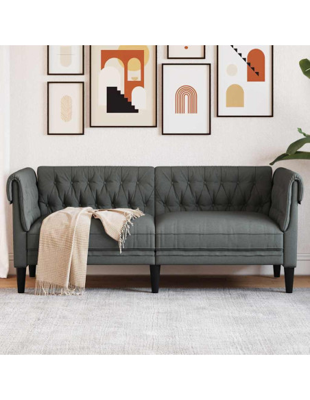 Divano Chesterfield Grigio scuro 182.5 x 74.5 x 74.5 cm Tessuto