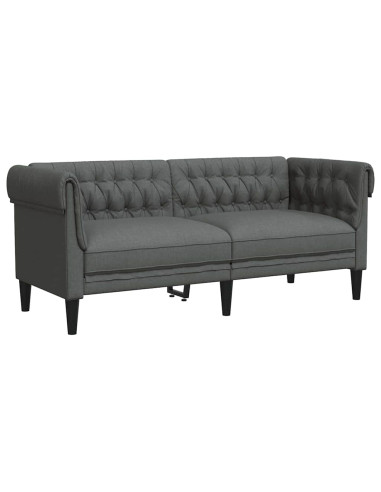 Divano Chesterfield Grigio scuro 182.5 x 74.5 x 74.5 cm Tessuto