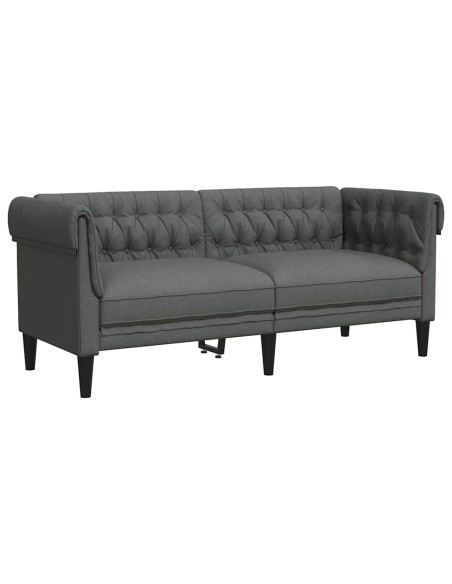 Divano Chesterfield Grigio scuro 182.5 x 74.5 x 74.5 cm Tessuto