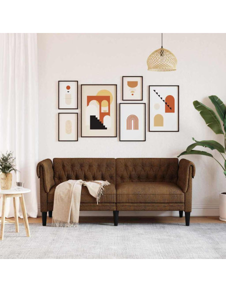 Divano Chesterfield con cuscino Marrone 182.5 x 74.5 x 74.5 cm