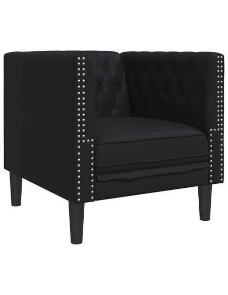 Poltrona Chesterfield Nero 71 x 74.5 x 70.5 cm Pelle sintetica