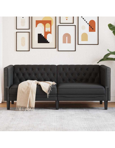 Divano Chesterfield Nero 174 x 74.5 x 70.5 cm Pelle sintetica
