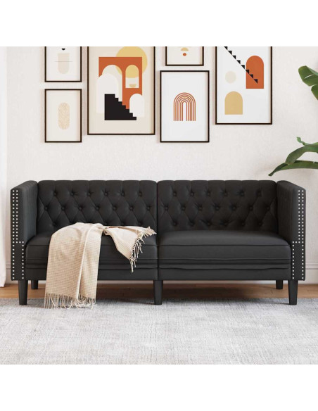 Divano Chesterfield Nero 174 x 74.5 x 70.5 cm Pelle sintetica
