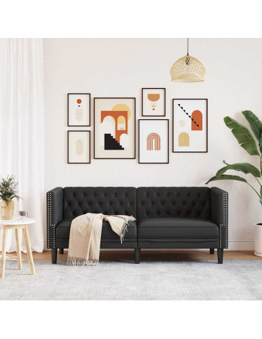 Divano Chesterfield Nero 174 x 74.5 x 70.5 cm Pelle sintetica