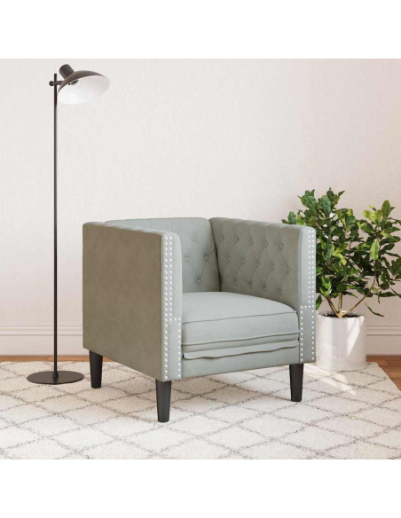 Poltrona Chesterfield Grigio chiaro 71 x 74.5 x 70.5 cm Velluto