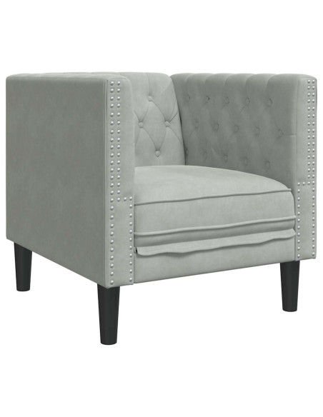 Poltrona Chesterfield Grigio chiaro 71 x 74.5 x 70.5 cm Velluto