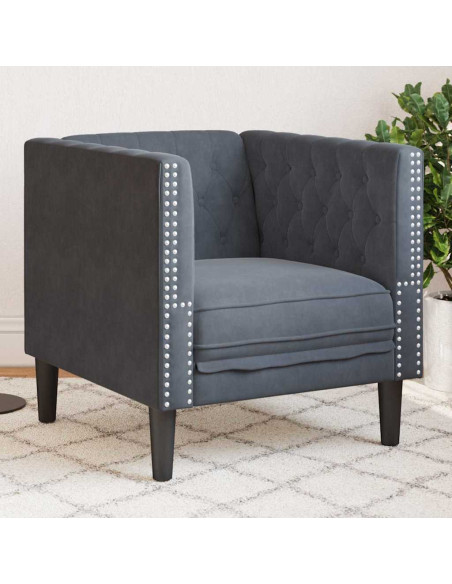 Poltrona Chesterfield Grigio scuro 71 x 74.5 x 70.5 cm Velluto