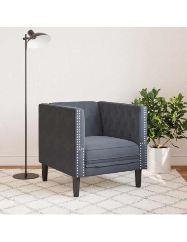 Poltrona Chesterfield Grigio scuro 71 x 74.5 x 70.5 cm Velluto