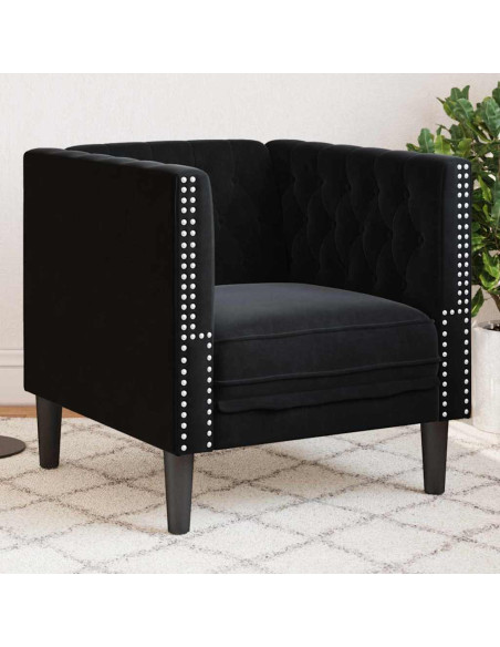 Poltrona Chesterfield Argille Nero 71 x 74.5 x 70.5 cm Velluto