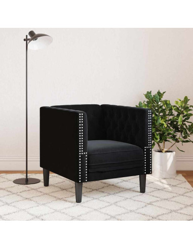 Poltrona Chesterfield Argille Nero 71 x 74.5 x 70.5 cm Velluto