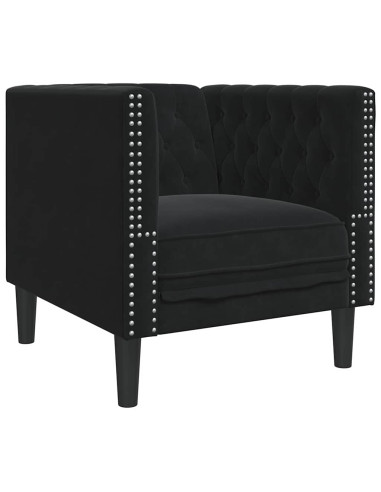 Poltrona Chesterfield Argille Nero 71 x 74.5 x 70.5 cm Velluto