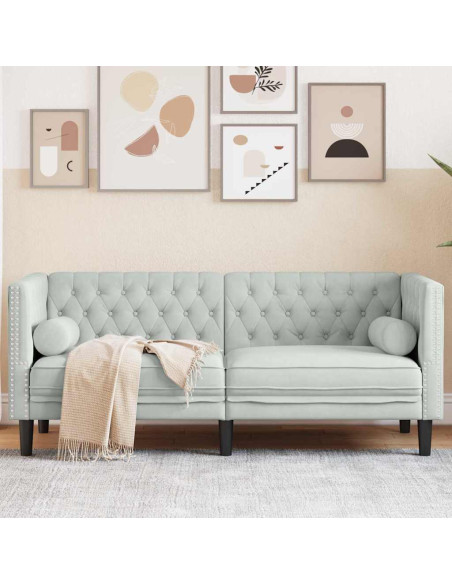 Divano Chesterfield Grigio chiaro 174 x 74.5 x 70.5 cm Velluto