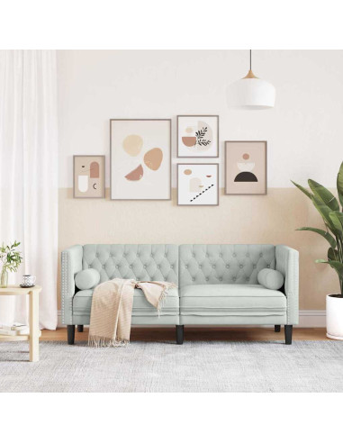 Divano Chesterfield Grigio chiaro 174 x 74.5 x 70.5 cm Velluto
