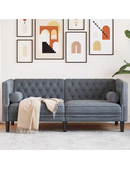 Divano Chesterfield Grigio scuro 174 x 74.5 x 70.5 cm Velluto