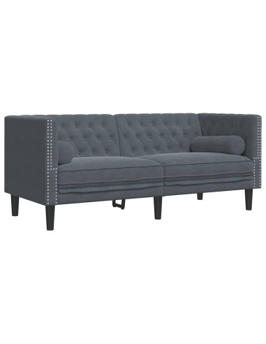 Divano Chesterfield Grigio scuro 174 x 74.5 x 70.5 cm Velluto