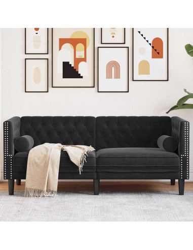 Divano Chesterfield Argille Nero 174 x 74.5 x 70.5 cm Velluto