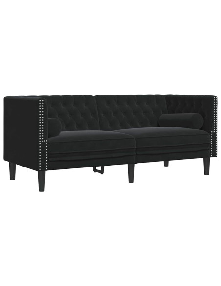 Divano Chesterfield Argille Nero 174 x 74.5 x 70.5 cm Velluto